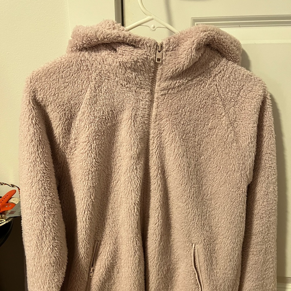 TNA fuzzy zip sweater pink
